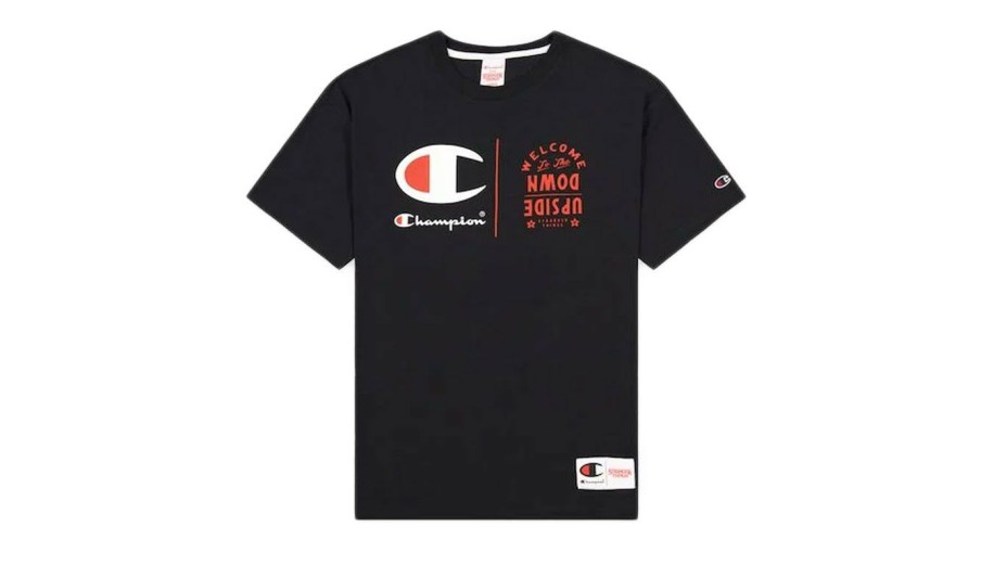 Clothing * | Champion X Stranger Things Men S T-Shirt Original Black