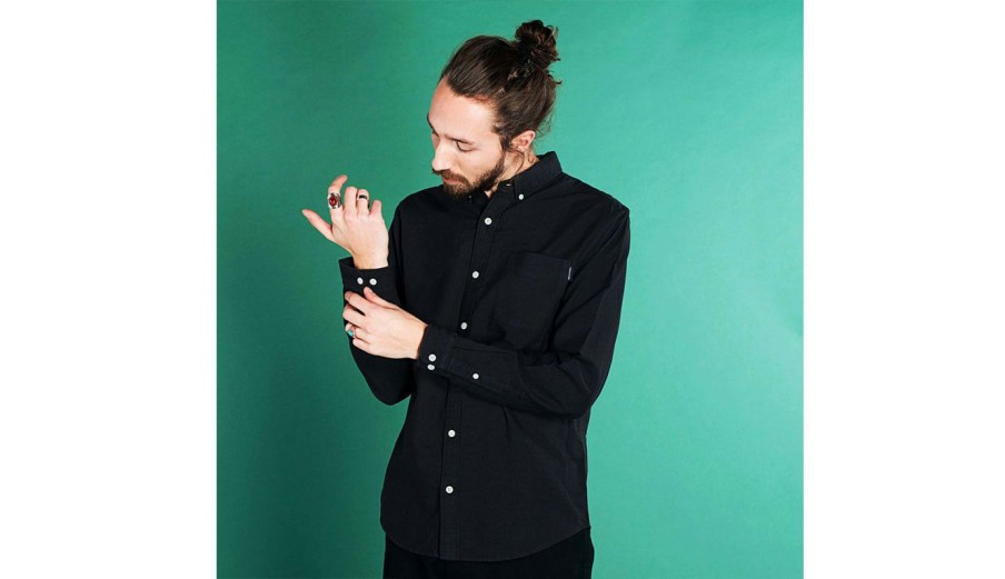 Clothing * | Dedicated Shirt Varberg Oxford Best Sale Black