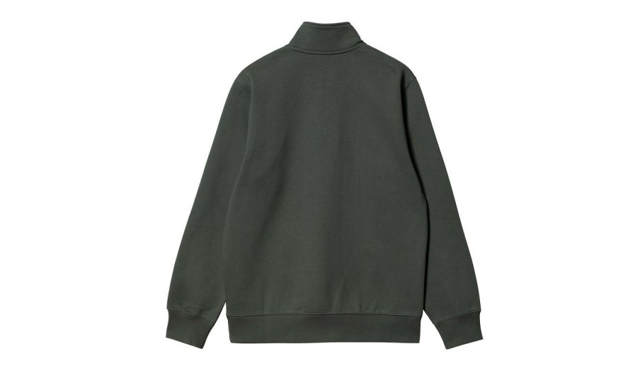 Clothing * | Carhartt Wip Chase Neck Zip Sweat Jura Premium Green