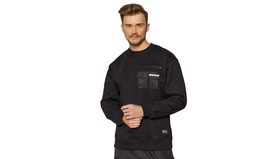 Clothing * | Caterpillar Multipocket Roundeck Hoodie Closeout Sale Black