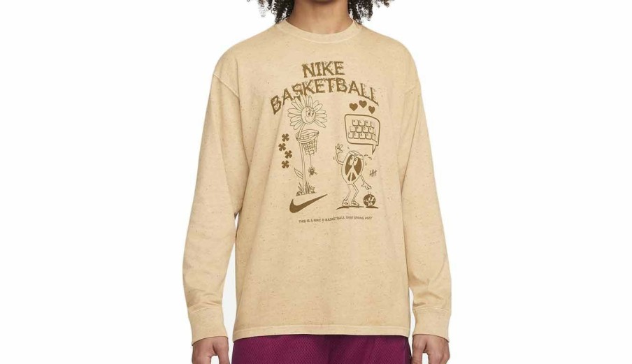 Clothing * | Nike Basketball Long-Sleeve T-Shirt Promotions Light Brown