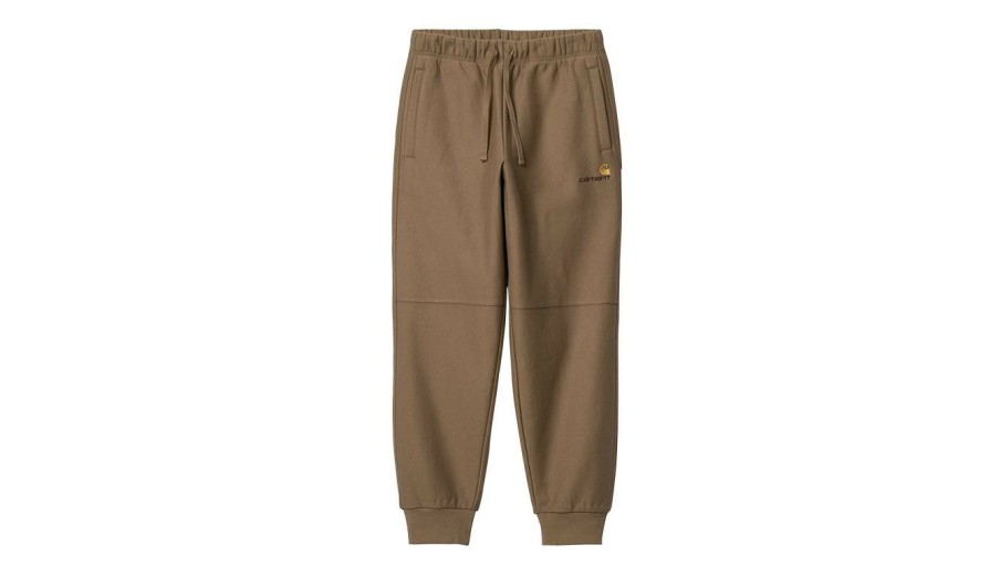 Clothing * | Carhartt Wip American Script Jogging Pant Buffalo Hot Sale Brown