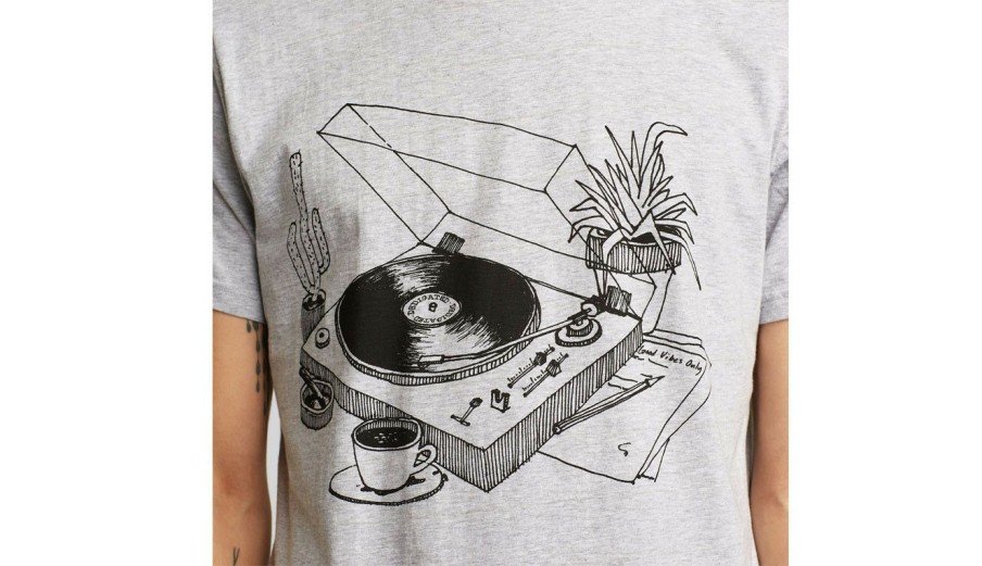 Clothing * | Dedicated T-Shirt Stockholm Coffee Vinyl Melange Closeout Sale Grey