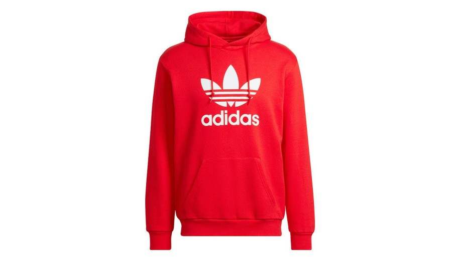 Clothing * | Adidas Adicolor Classics Trefoil Hoodie Adidas Originals Outlet Sale Red