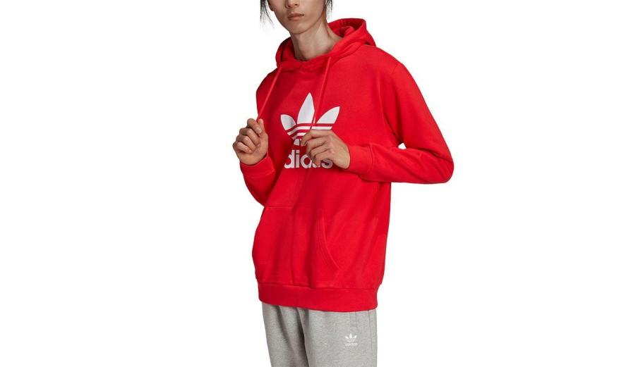 Clothing * | Adidas Adicolor Classics Trefoil Hoodie Adidas Originals Outlet Sale Red